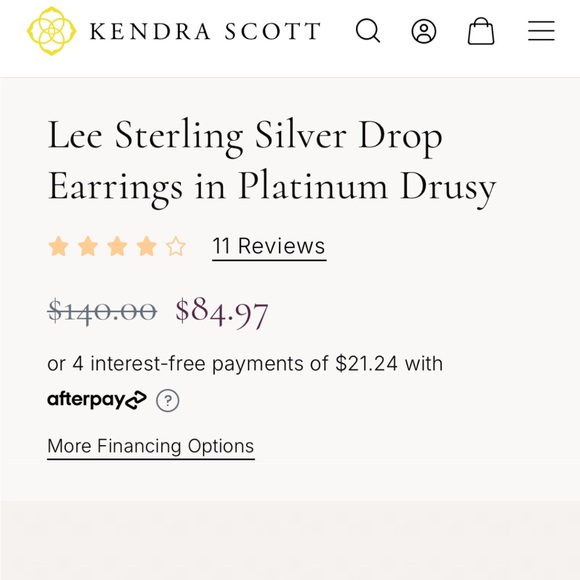 Kendra Scott: Lee Sterling Silver Drop Earrings Platinum Drusy - Picture 5 of 5